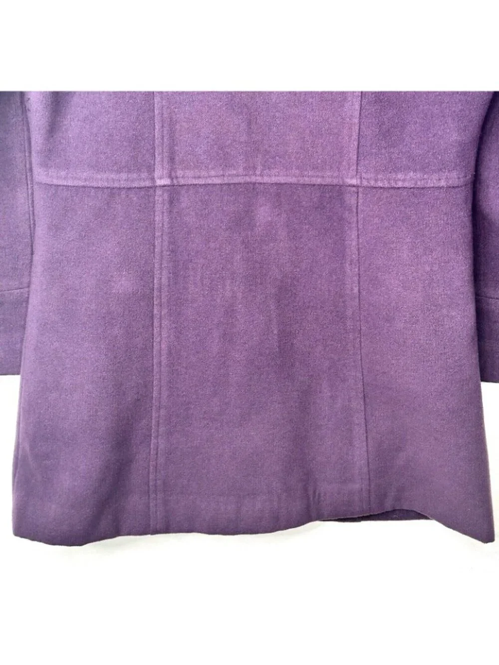 Womens Wool Blend Dress Coat Purple L Shawl Collar Button Front Lined Queens